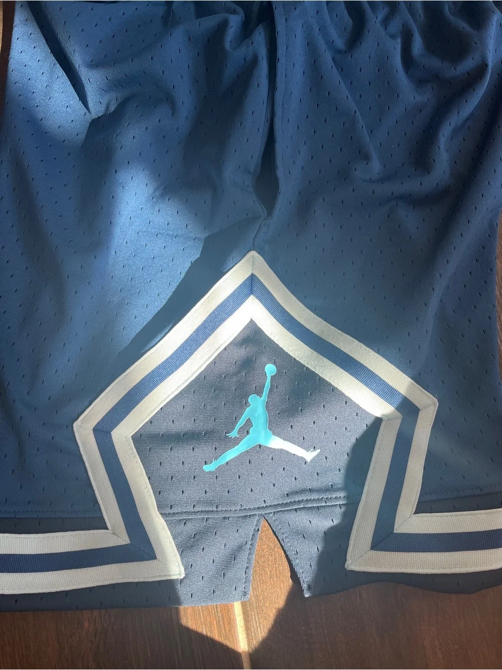 Jordan Men’s Navy Blue Basketball Shorts with Light Blue Trim